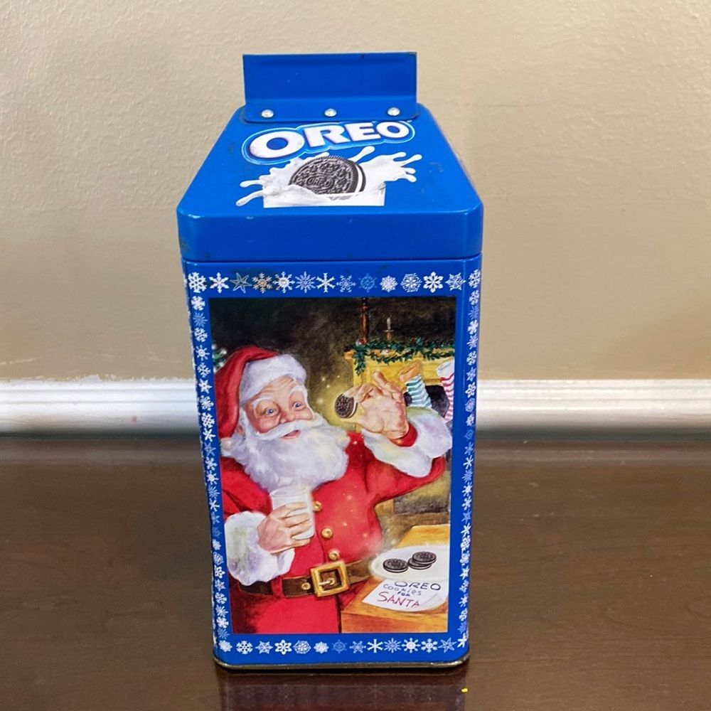 Oreo Cookie Santa Claus Milk Carton Christmas Collector Tin - 2005